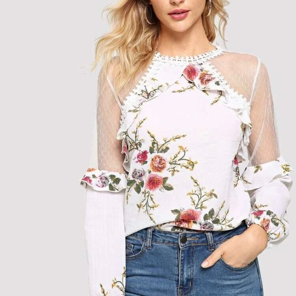 Floral MeshBlouse - Picture 1 of 7